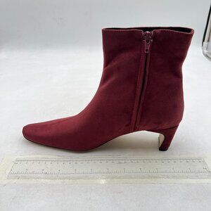 Wine Side Zipper Low Heel Ankle Boots Square Toe Ladies Winter Party Casual Boot